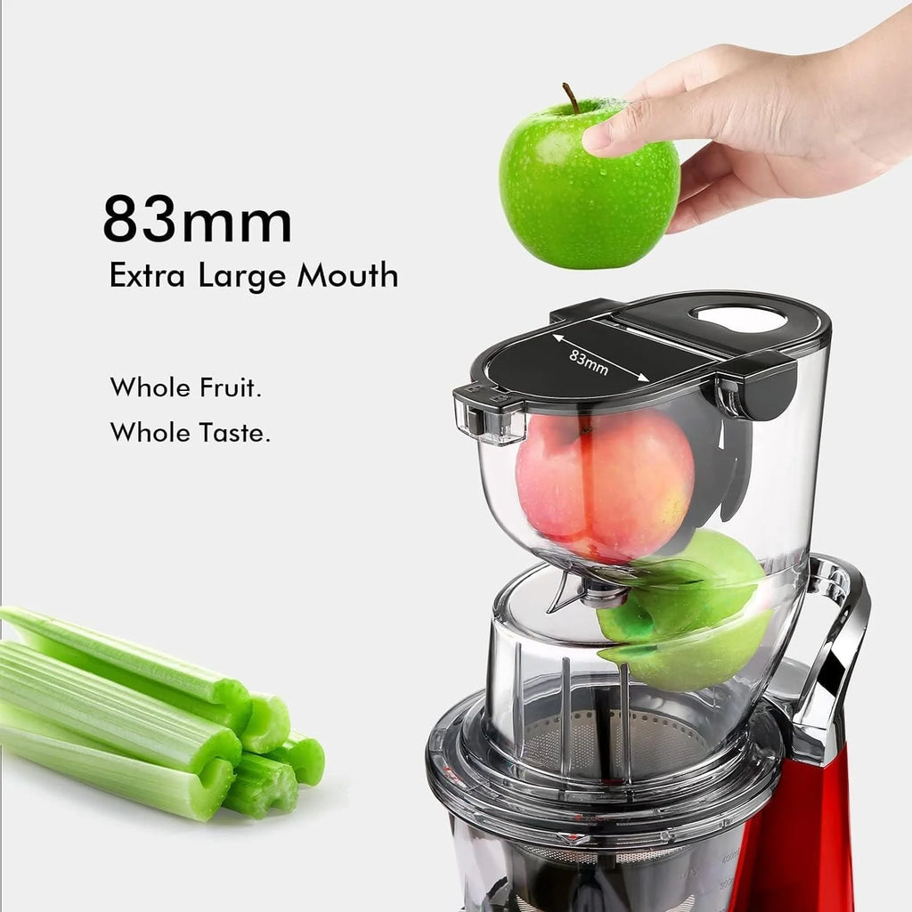 SIFENE 200W Cold Press Juicer Machine for Fruits and Vegetables, Masticating Juice Maker with 83mm Wide Chute, High Yield, Easy Clean, Gray