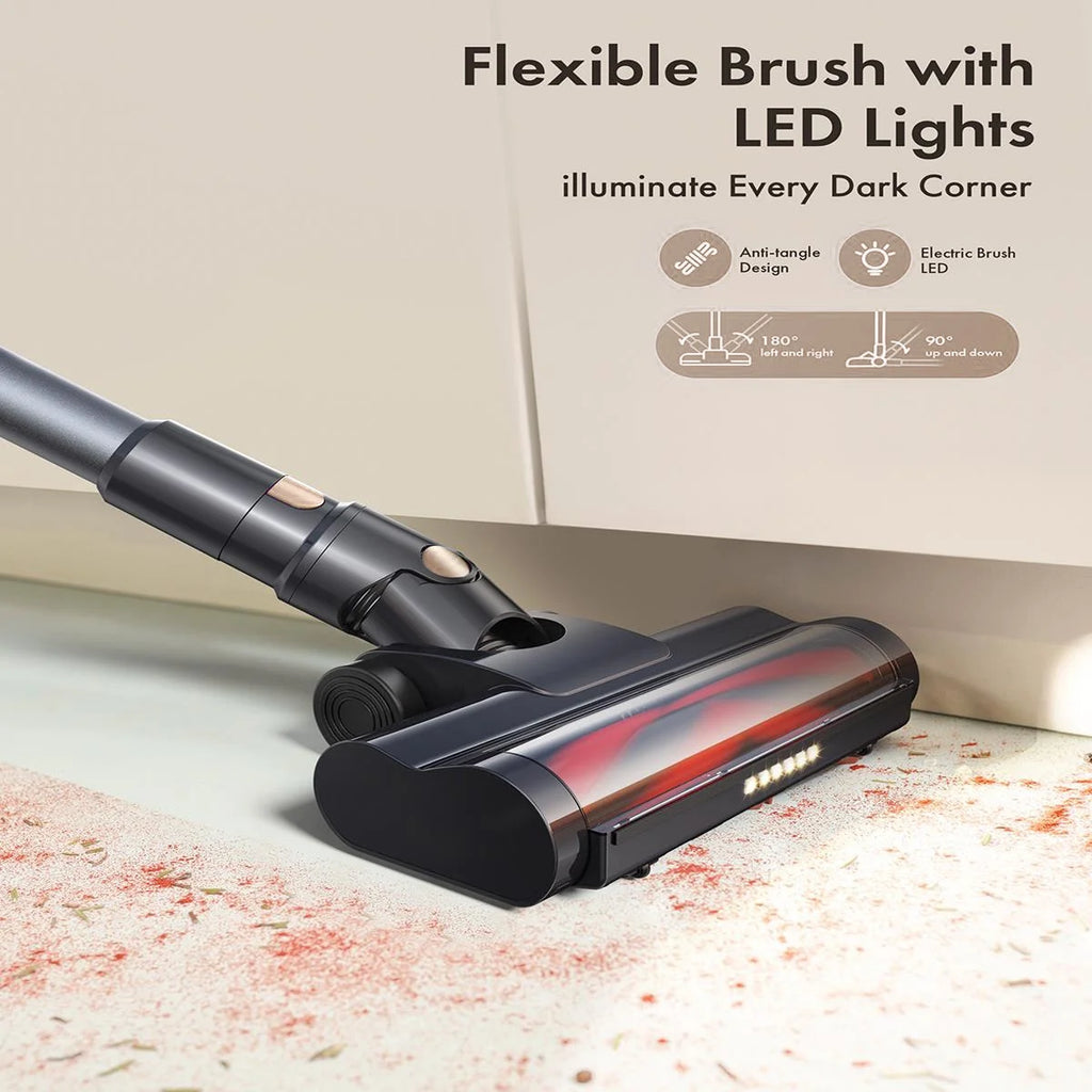 Homeika Cordless Vacuum Cleaner, 300W 23KPa Powerful Suction Vacuum with LED Display, 3 Suction, 48mins Runtime, Lightweight Stick Cleaner with Sofa Brush for Hard Floor/Carpet/Pet Hair/Car, Black