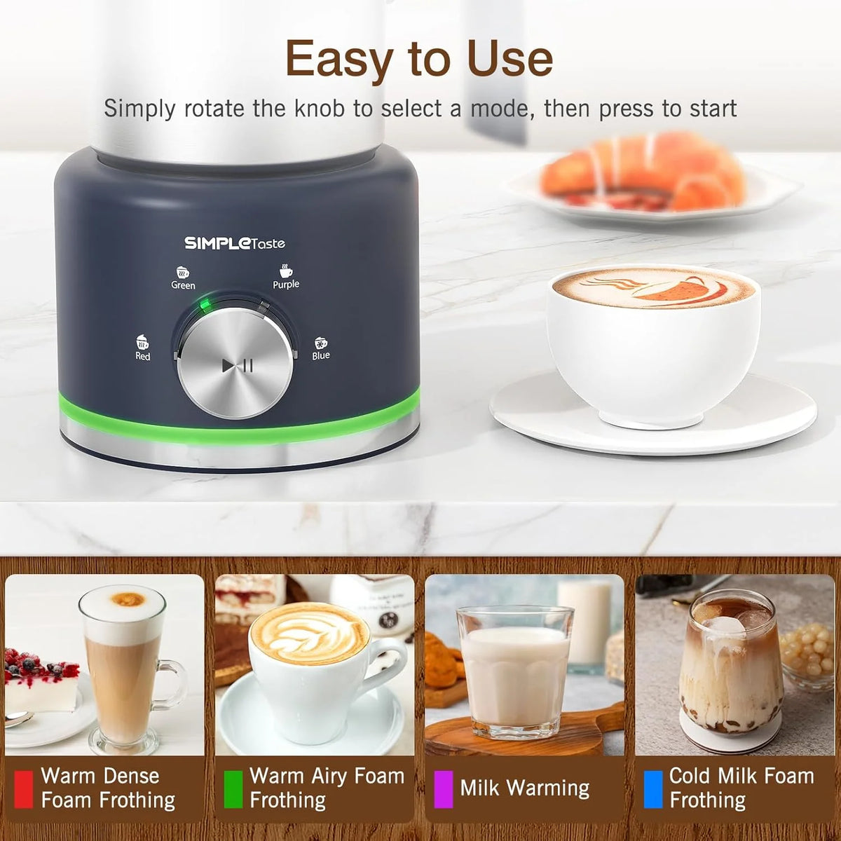 Milk Frother, 4 in 1 Electric Milk Steamer, 16.91oz/500ml Automatic Warm and Cold Foam Frother for Coffee, Latte, Macchiato, Cappuccino, Hot Chocolate