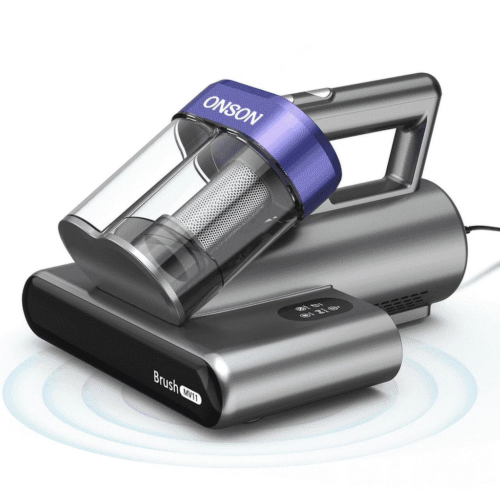 ONSON 16Kpa Powerful Mattress Vacuum Cleaner with 3 Filters, 2 Speed Deep Sofa Vacuum Cleaner with Purple Light, Cordless Vacuum for Mattress, Bed