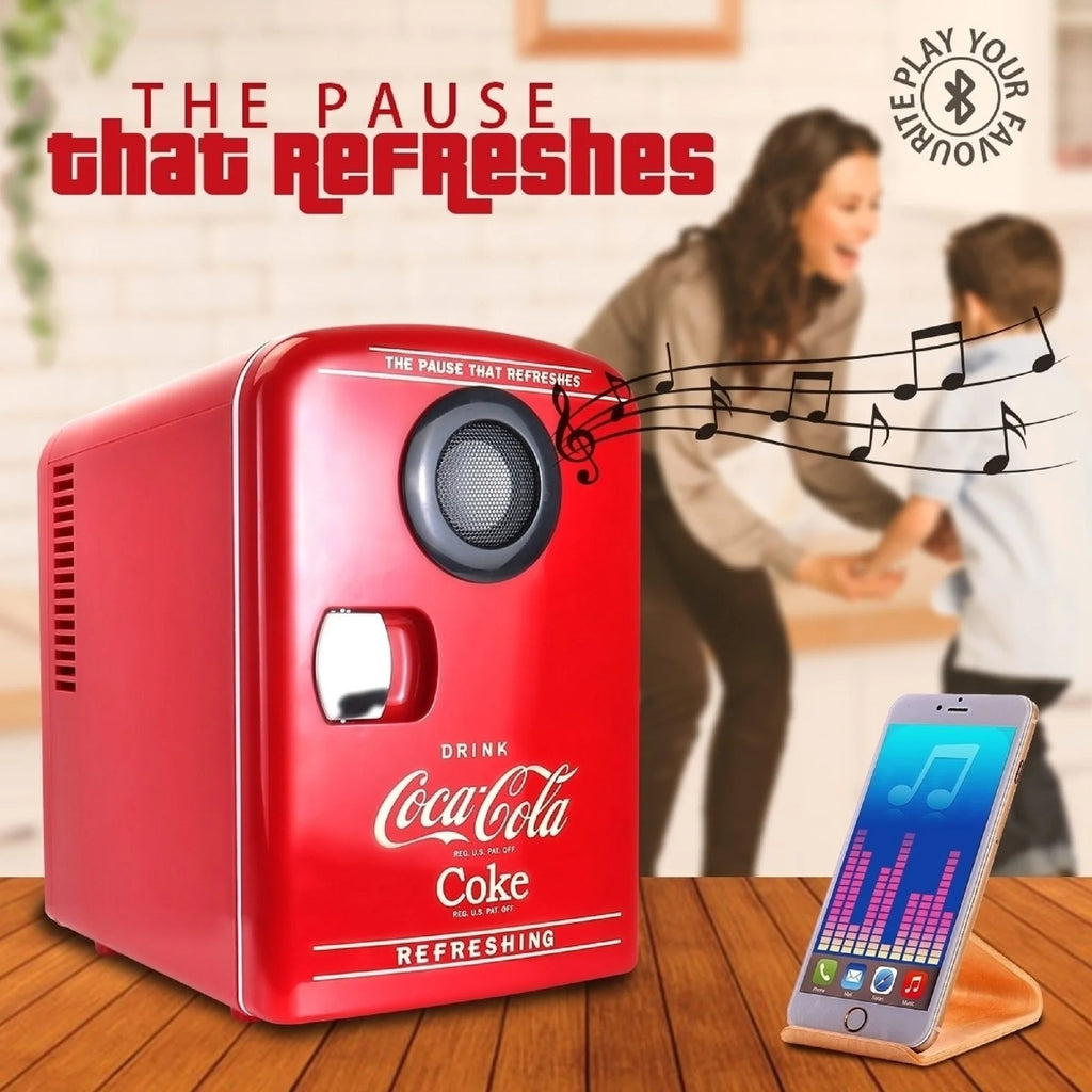 Coca-Cola 4L Portable Cooler/Warmer with Bluetooth Speaker, AC/DC Power