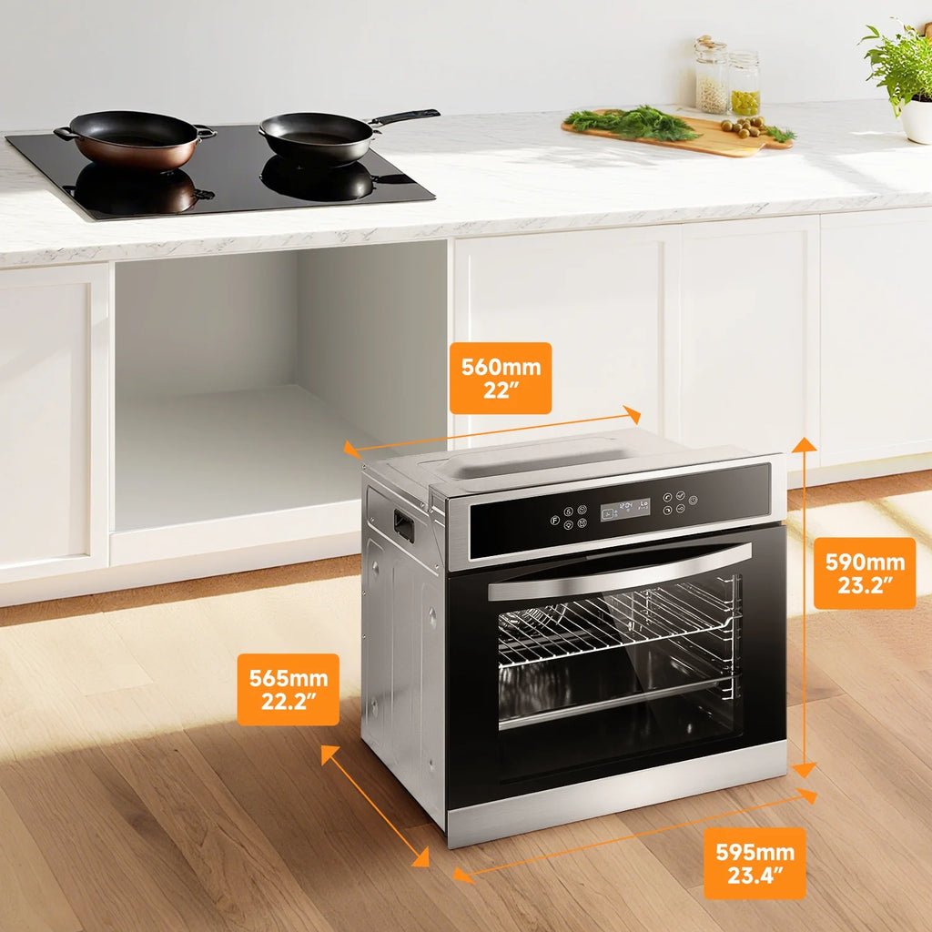 Aobosi 24 Inch Single Wall Oven, 2.5 Cu.ft Built-in Electric Wall Oven with 8 Cooking Functions in Stainless Steel