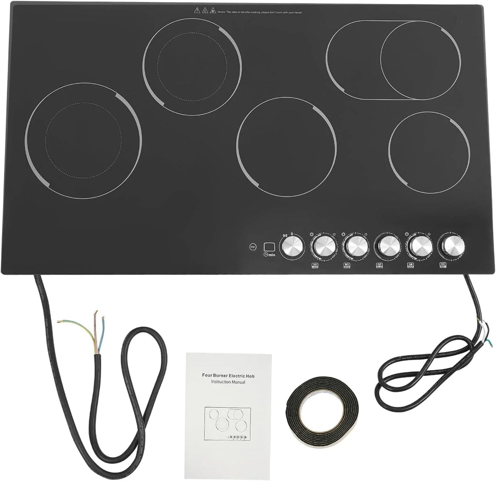 Electric Cooktop,5 Burners 110V Electric Ceramic Cooktop,with Kid Safety Lock, Timer, LED Display,Electric Stovetop for Kitchens, Hotels, Restaurants