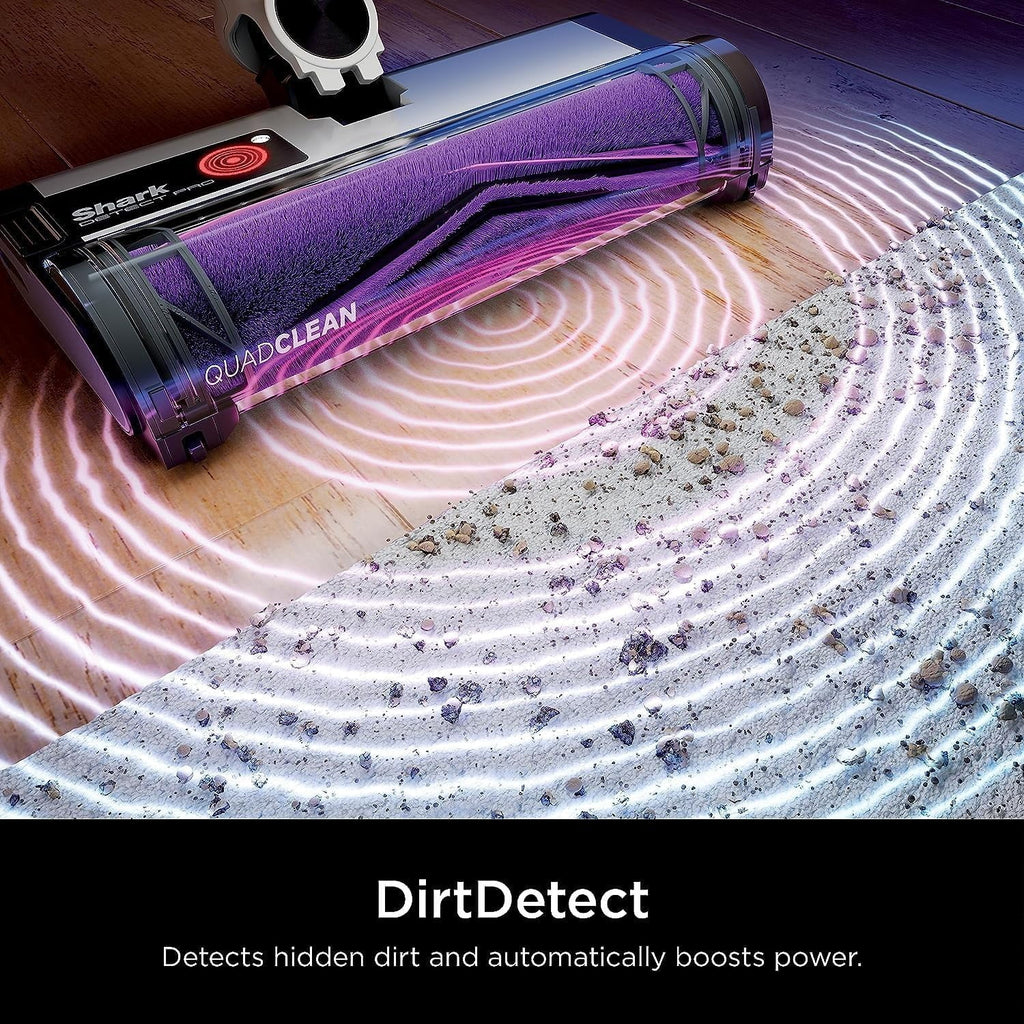 Restored Shark R-IW1615QBL Detect Pro Cordless HEPA QuadClean Multi-Surface Stick Vacuum, Dark Grey/Blue - Refurbished