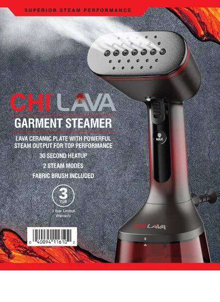 CHI LAVA Ceramic Plate Garment Steamer for Clothes with Fabric Brush, 2 Steam Modes, 1600 Watts, Red