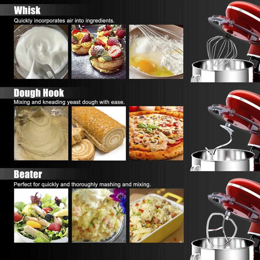 Costway 6.3 QT Tilt-Head Food Stand Mixer 6 Speed 660W wIth Dough Hook, Whisk & Beater Black