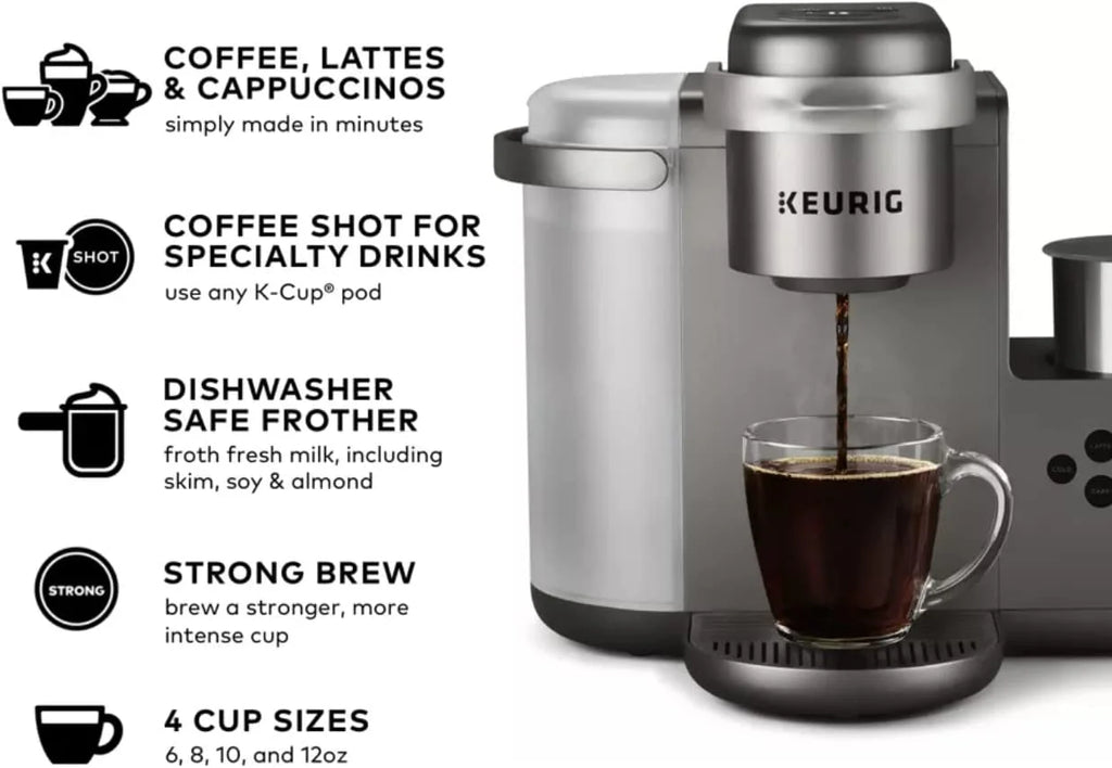 Restored Keurig KCK84NK K-Cafe C Single Serve K-Cup Pod Coffee, Latte and Cappuccino Maker, Nickel (Refurbished)
