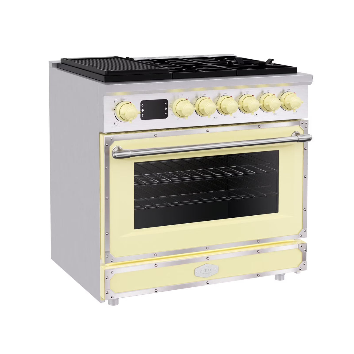 Akicon 48 Inch Freestanding Gas Range with 8 Sealed Burners Cooktop, 6.7 Cu.Ft. Dual Zone Capacity, Natural Gas/LP Convertible-BSGBGGA1