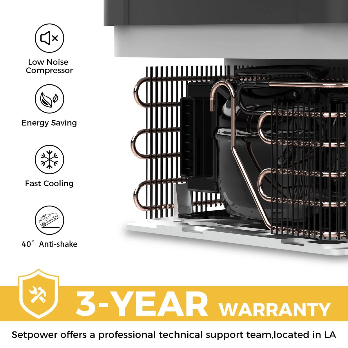 Setpower 12V Portable Refrigerator Freezer, 32 Quart Outdoor Fridge for Camping,Car Refrigerator,Electric Cooler for Truck, RV, Travel,3-Year Warranty