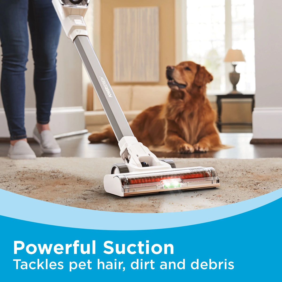 BLACK+DECKER POWERSERIES+ 20V MAX Cordless Stick Vacuum, with Anti-Tangle Brush Bar, Convertible to Handheld, 44 Minute Run-Time, BHFEA520J