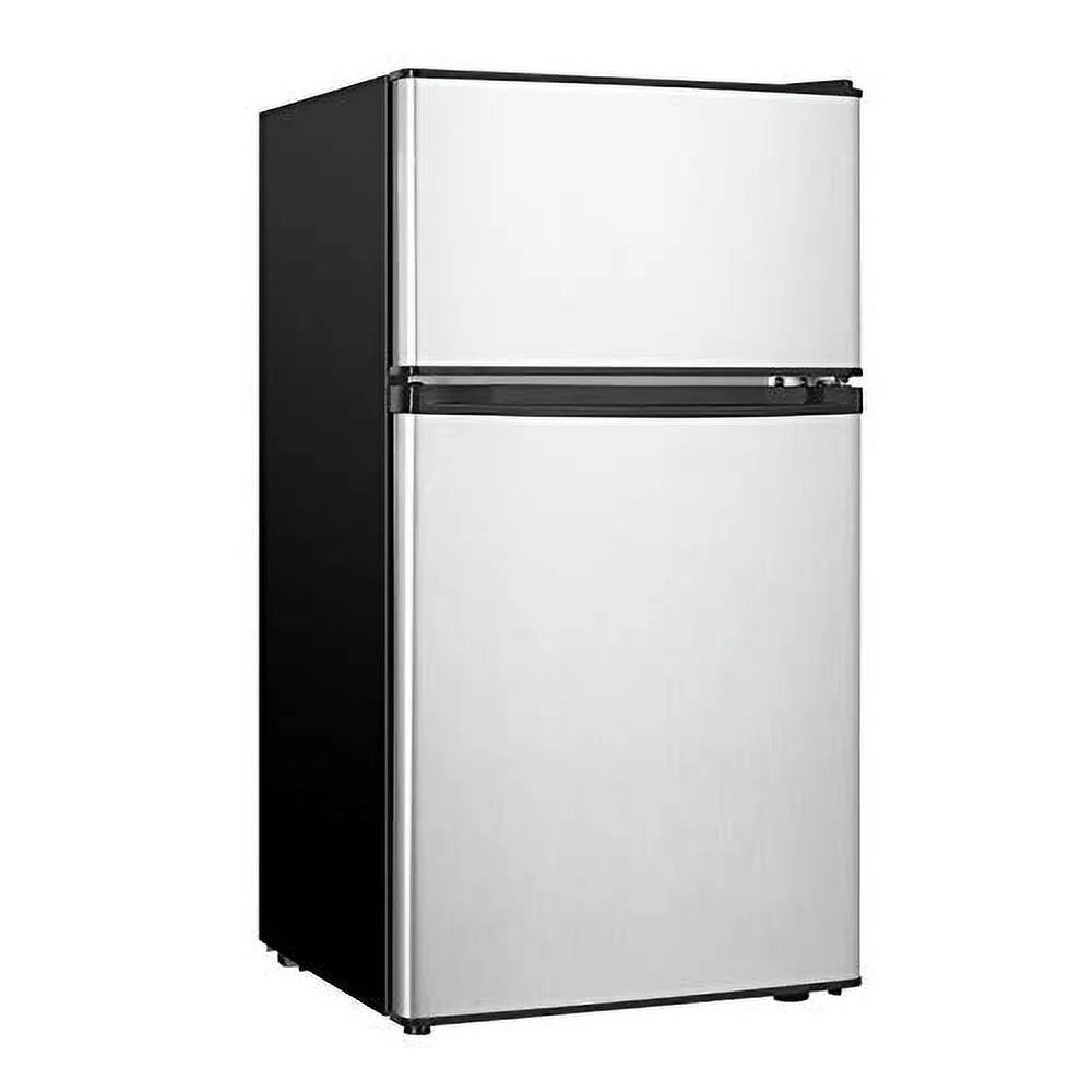 Mini Fridge With Freezer,3.2 Cu.Ft Compact Refrigerator,Mini Refrigerator With 2 Doors For Bedroom,Office,Kitchen,Apartment,Dorm(sliver)