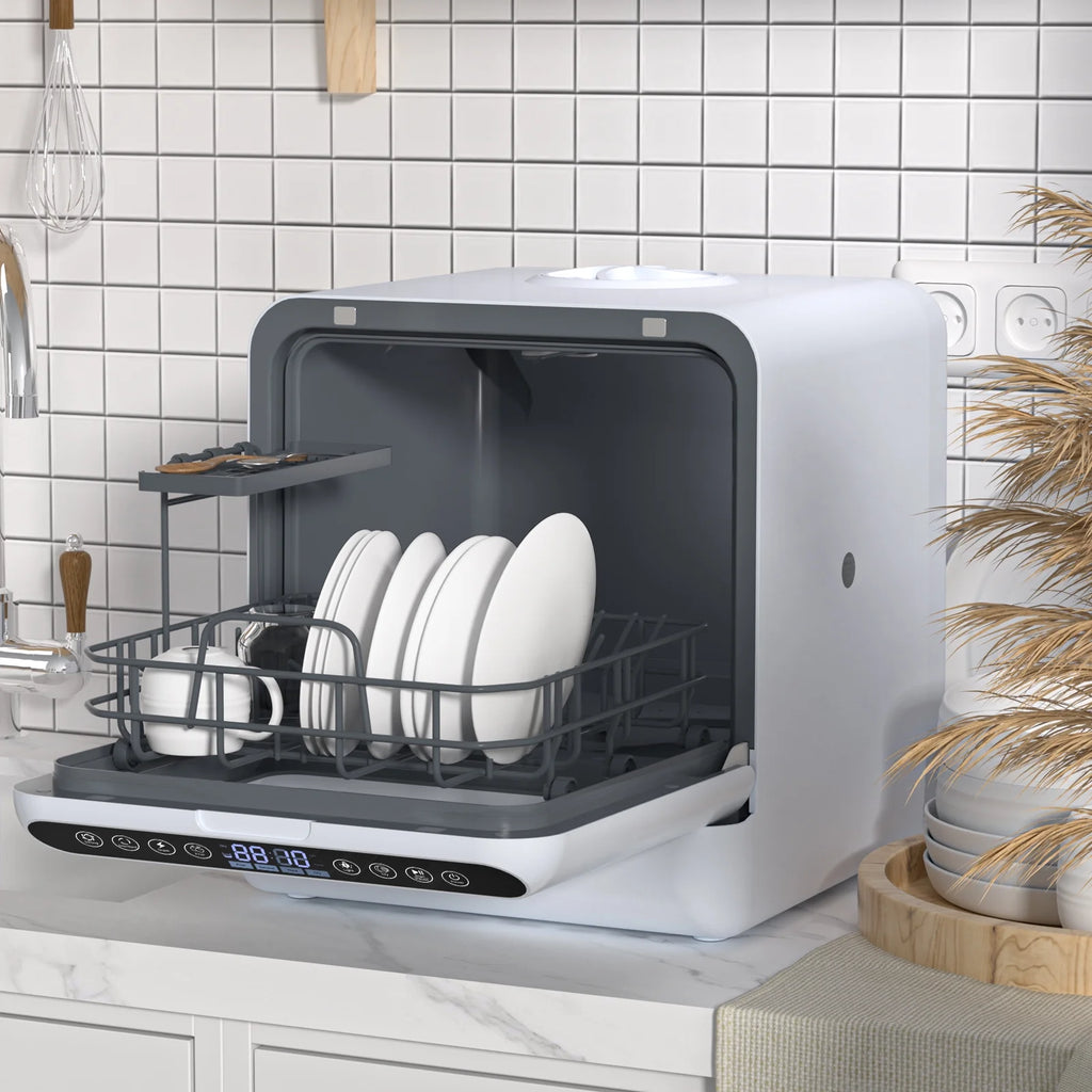 Leadrop Portable Countertop Dishwasher, 2-Tier Rack Mini Dishwasher with 5L Water Tank Multifunctional Dish washer with 5 Place Settings, 3-Spray Arm and Air-Dry Function