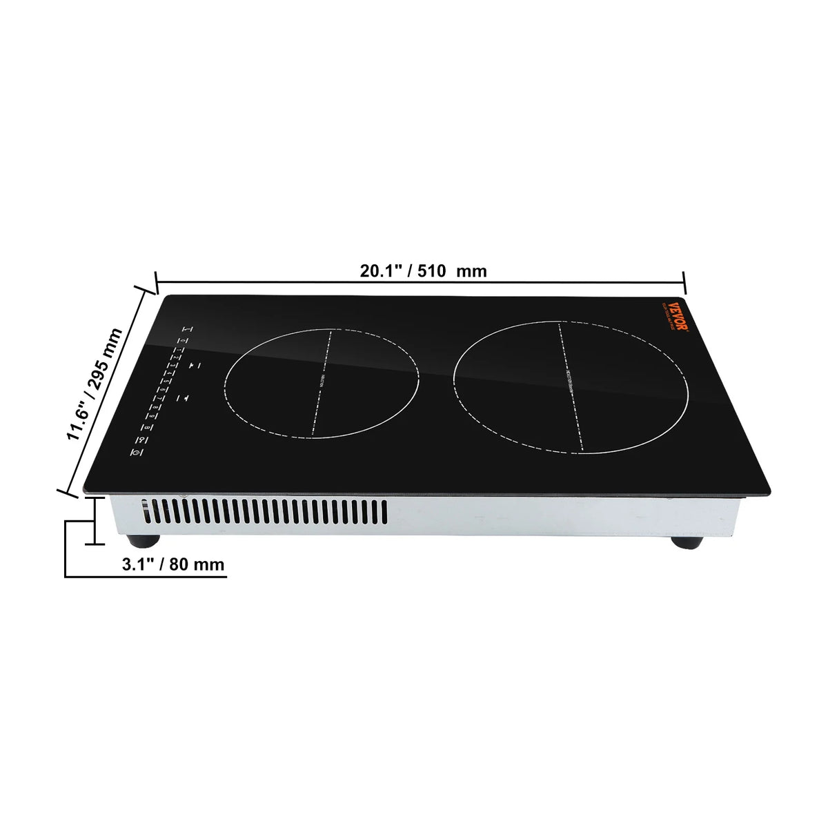 BENTISM 12 inch Electric Cooktop 2 Burners 1800W Stove Top Touch Control