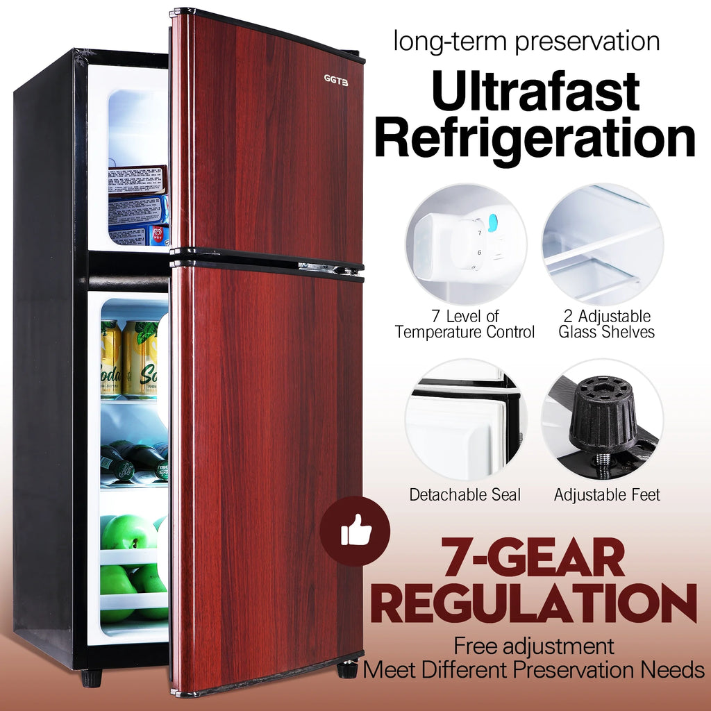 GGTB Retro Compact Two Door Refrigerator, Black, 3.0 Cu ft