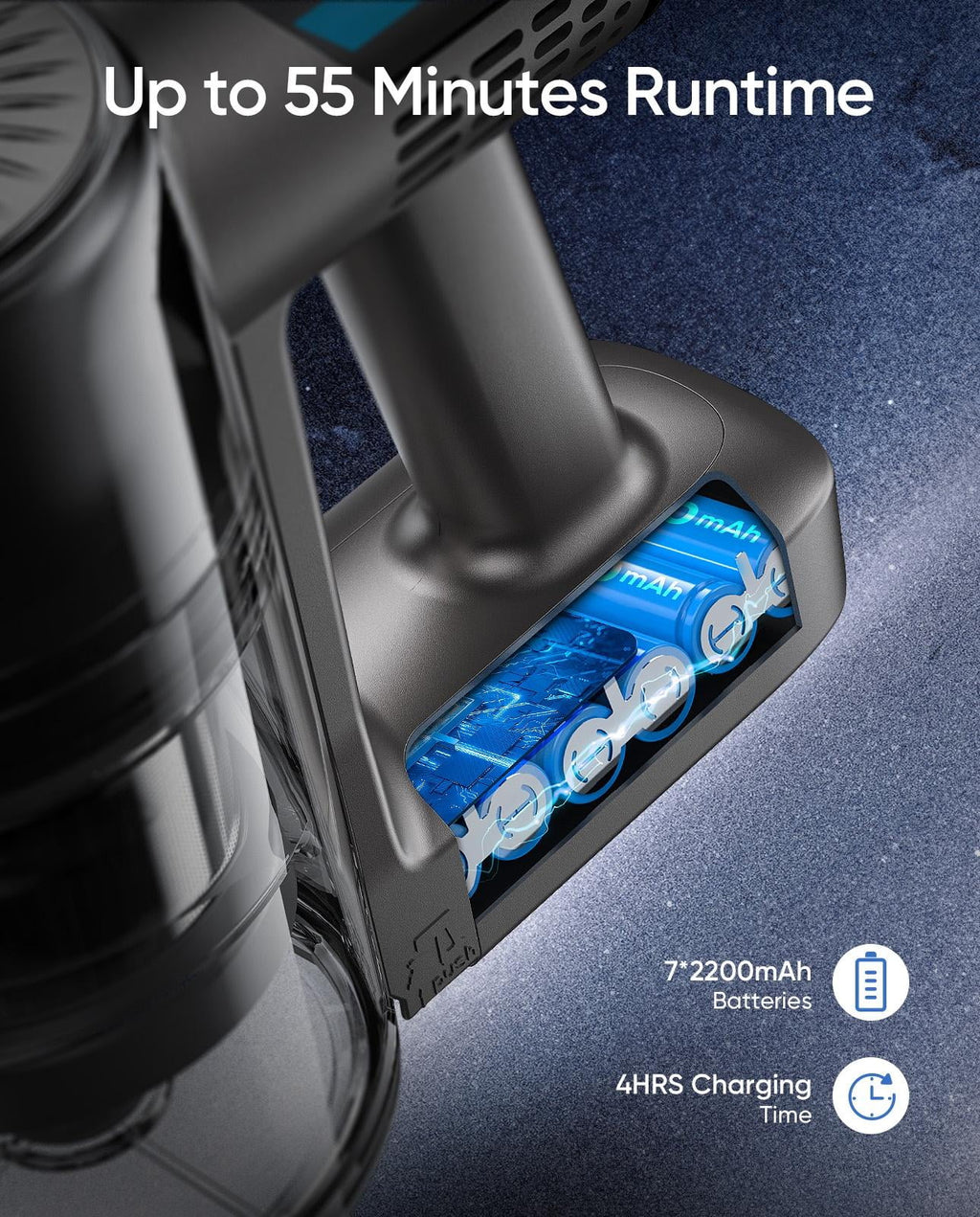MOOSOO Stick Vacuum Cleaner 30Kpa Strong Suction with LED Curved Display, Portable Lightweight Vac for Hard Floor, Carpet, Pet Hair