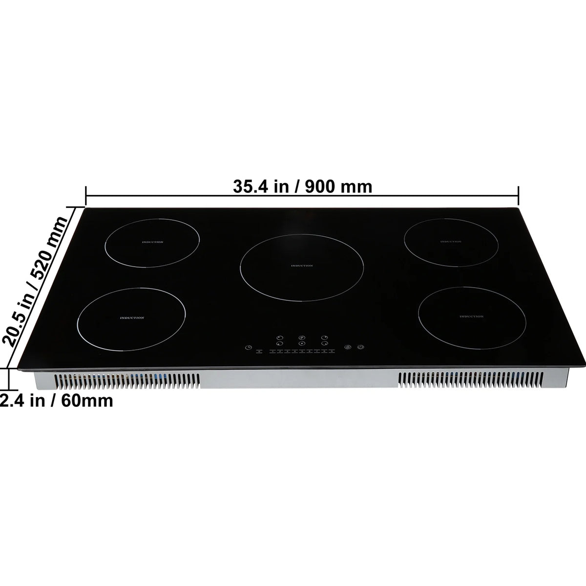 KFFKFF 5 Burners Ceramic Glass Stove Top Touch Control 36 inch Electric Cooktop