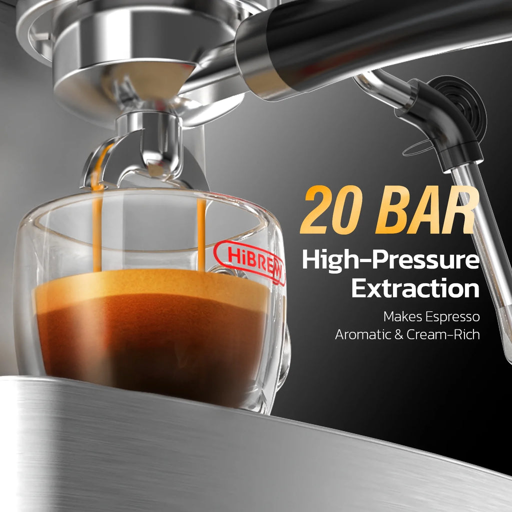 HiBREW 58mm Espresso Machine H10A, 20 Bar Coffee Maker with Milk Frother Steam Wand, Stainless Steel Coffee Machine for Home Use