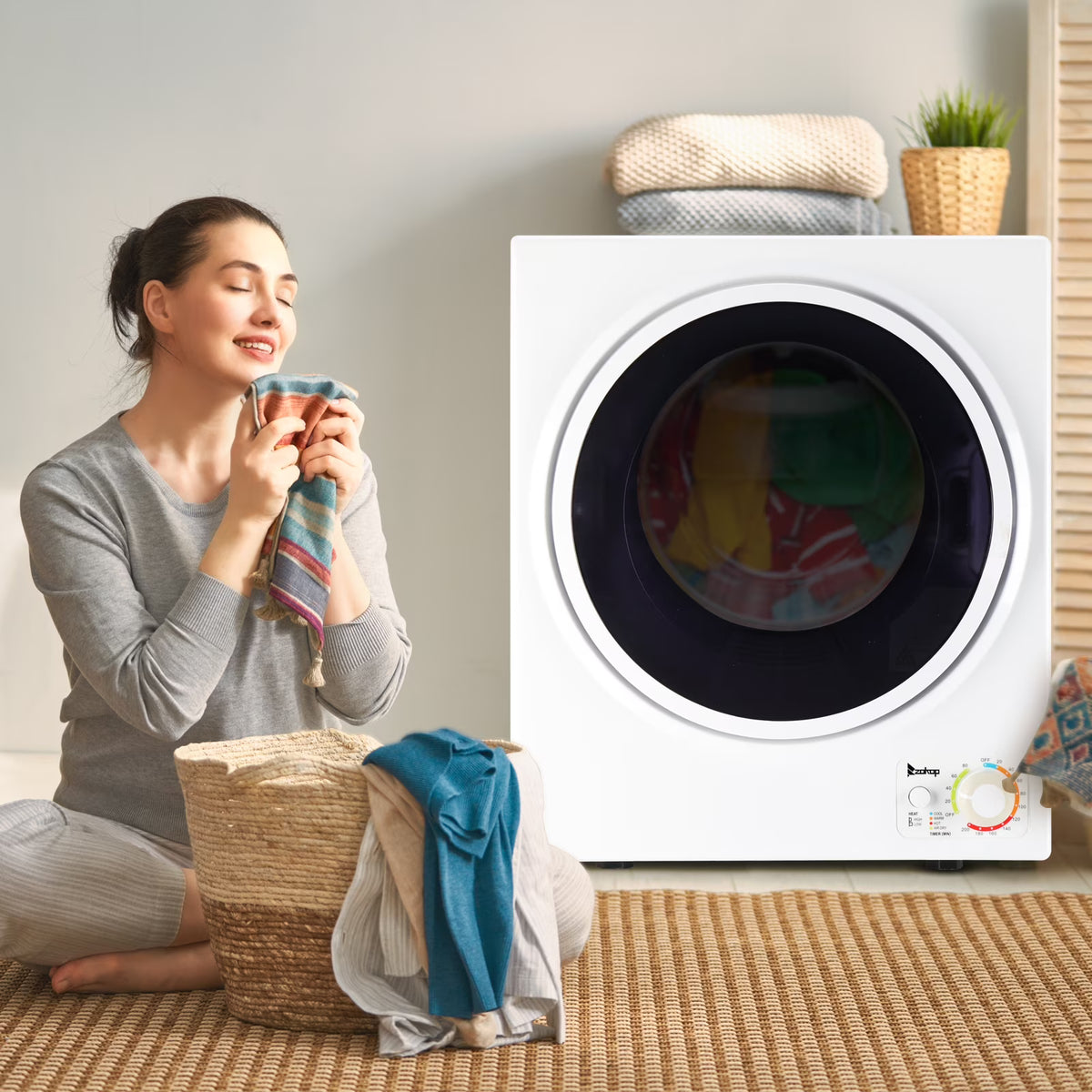 GYM25-78 Compact Portable Household clothes Dryer 1.6cuft with Stainless Steel Drum Black and White 120V MECHANICAL Control ETL Certification