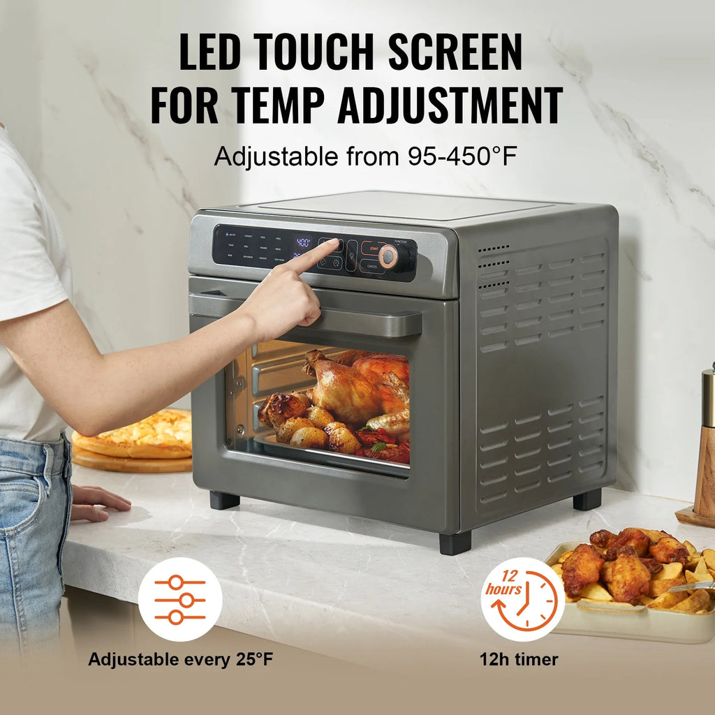 KFFKFF 12-IN-1 1700W Air Fryer Toaster Oven 25L Stainless Steel Convection Oven