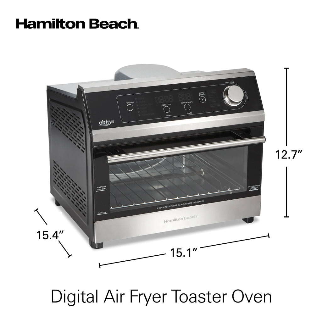 Hamilton Beach Digital Air Fryer Toaster Oven Combo, 10 Ways to Cook, 4 Preset Functions, 1800 Watts, Stainless Steel