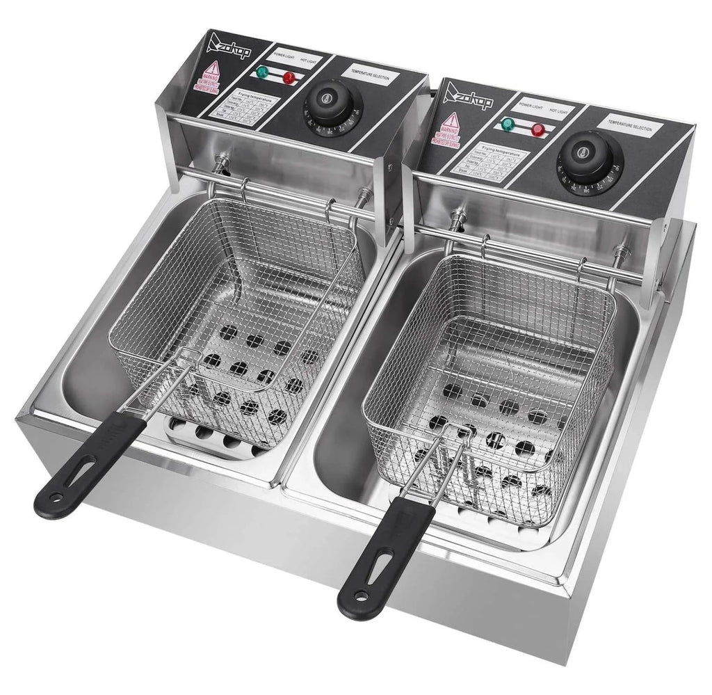 5000W 12 Liter Electric Countertop Deep Fryer Dual