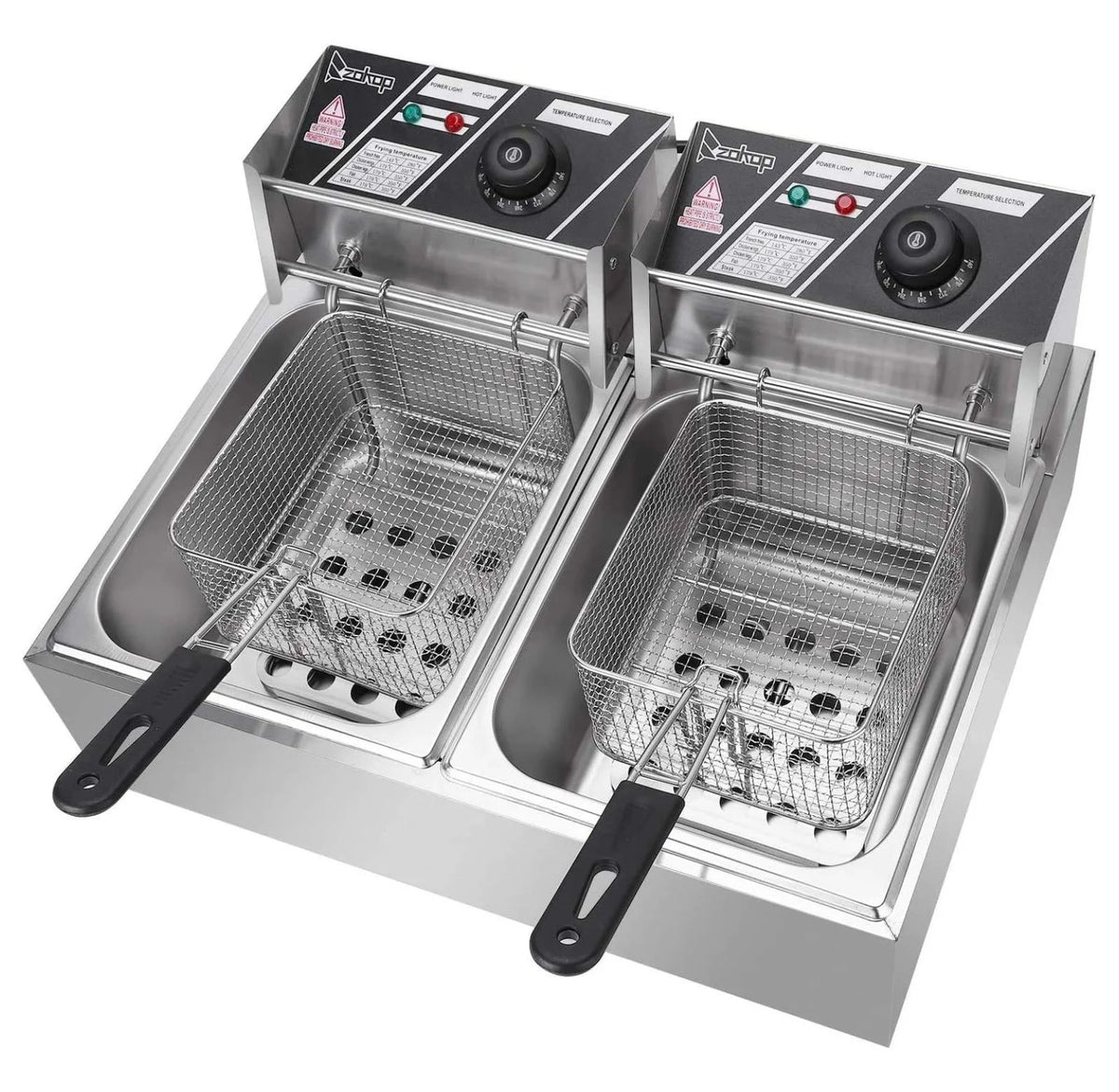 5000W 12 Liter Electric Countertop Deep Fryer Dual