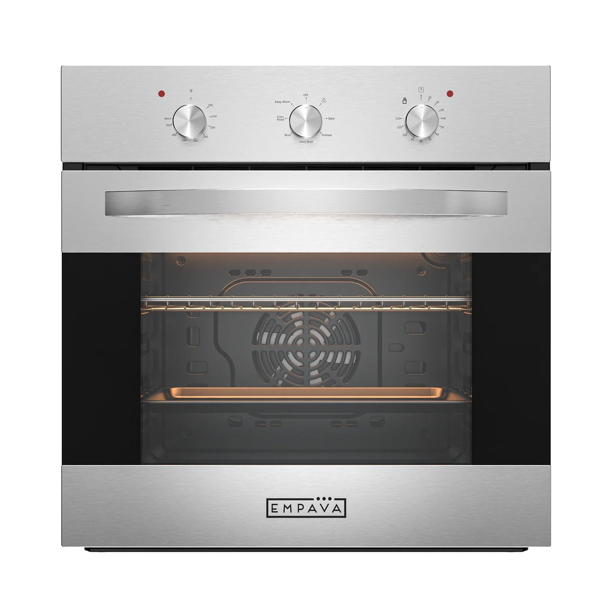 Empava 24 inch 10 Cooking Functions with Rotisserie Electric LED Display Touch Control Built-in Convection Single Wall Oven
