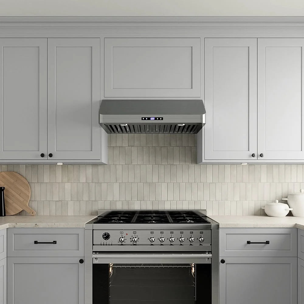 Streamline 30 in. Montecreto Ductless Undermount 406 CFM Range Hood in Brushed Stainless Steel with Baffle Filters, Touchpad Control, LED Lights