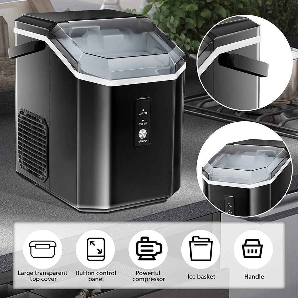 KISSAIR Nugget Ice Maker Countertop with Soft Chewable Pellet Ice, Portable Ice Machine with Handle, 35lbs/24H, Grey