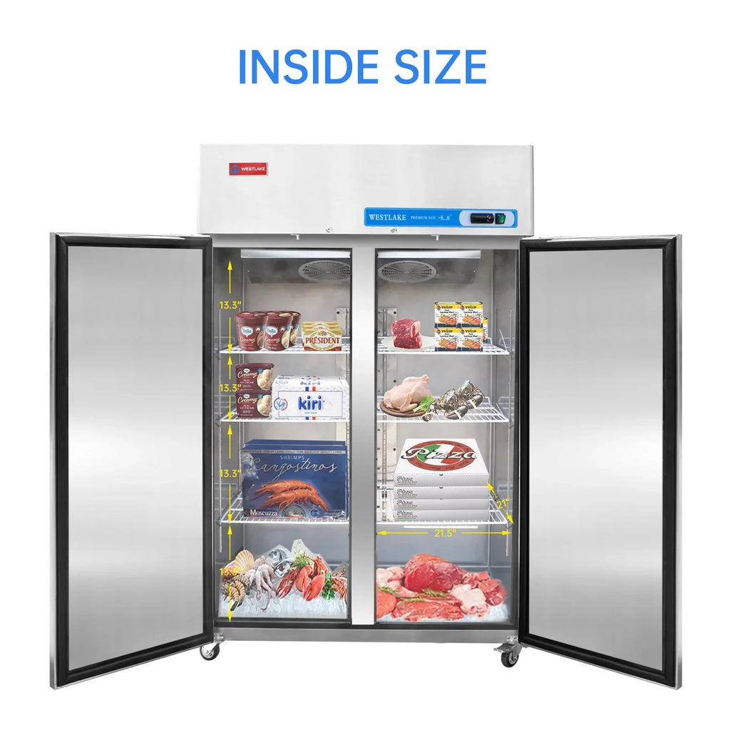Westlake Commercial Reach In Upright Freezer WK-48F Double Solid Door Stainless Steel 36 Cu. Ft