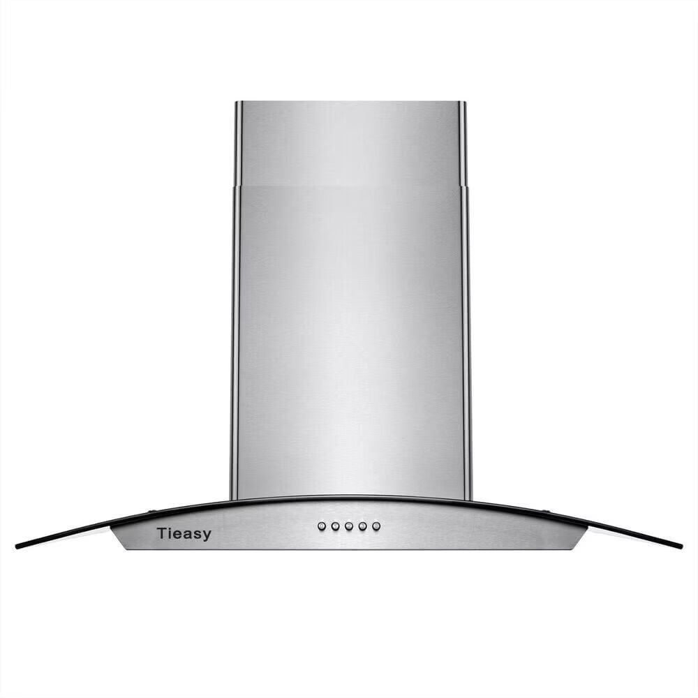 "Joeaonz 36"" Stainless Steel Island Mount Range Hood, Quiet 900CFM, 3-Speed Vent with Button Control and LED Bulb"