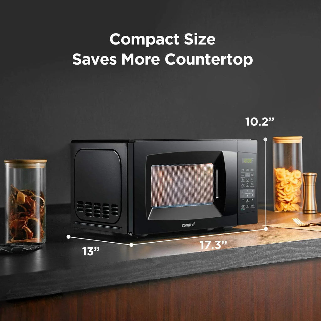 Countertop Microwave with Sound On/Off, Eco Mode, and Convenient One-Touch Button, 0.7 Cubic Foot, White
