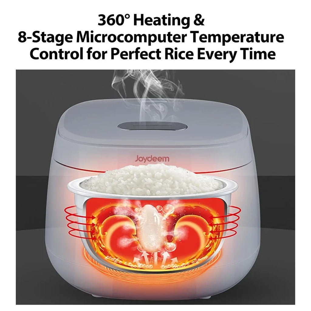Joydeem Ceramic Rice Cooker FD20S-W, 3 Cups Uncooked Rice Cookers with Pure Ceramic Inner Pot, 24h Dealy Start, 2L, White