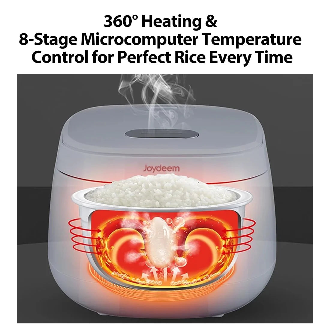Joydeem Ceramic Rice Cooker FD20S-W, 3 Cups Uncooked Rice Cookers with Pure Ceramic Inner Pot, 24h Dealy Start, 2L, White