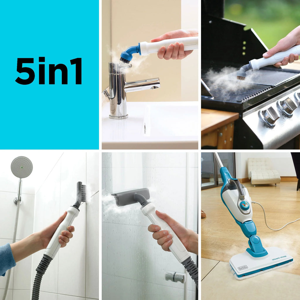 BLACK+DECKER Steam-Mop & Portable Steamer, 5-in-1, Corded, Convertible to Handheld, HSMC1321