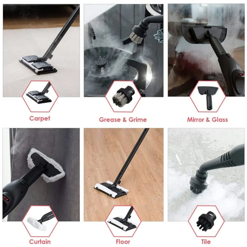 Canddidliike 2000W Steam Cleaner with Large Tank, Heavy Duty Multi-purpose Steam Cleaner Mop with Detachable Handheld Unit, Steam Cleaner with 19 Different Accessories for Indoor, Red