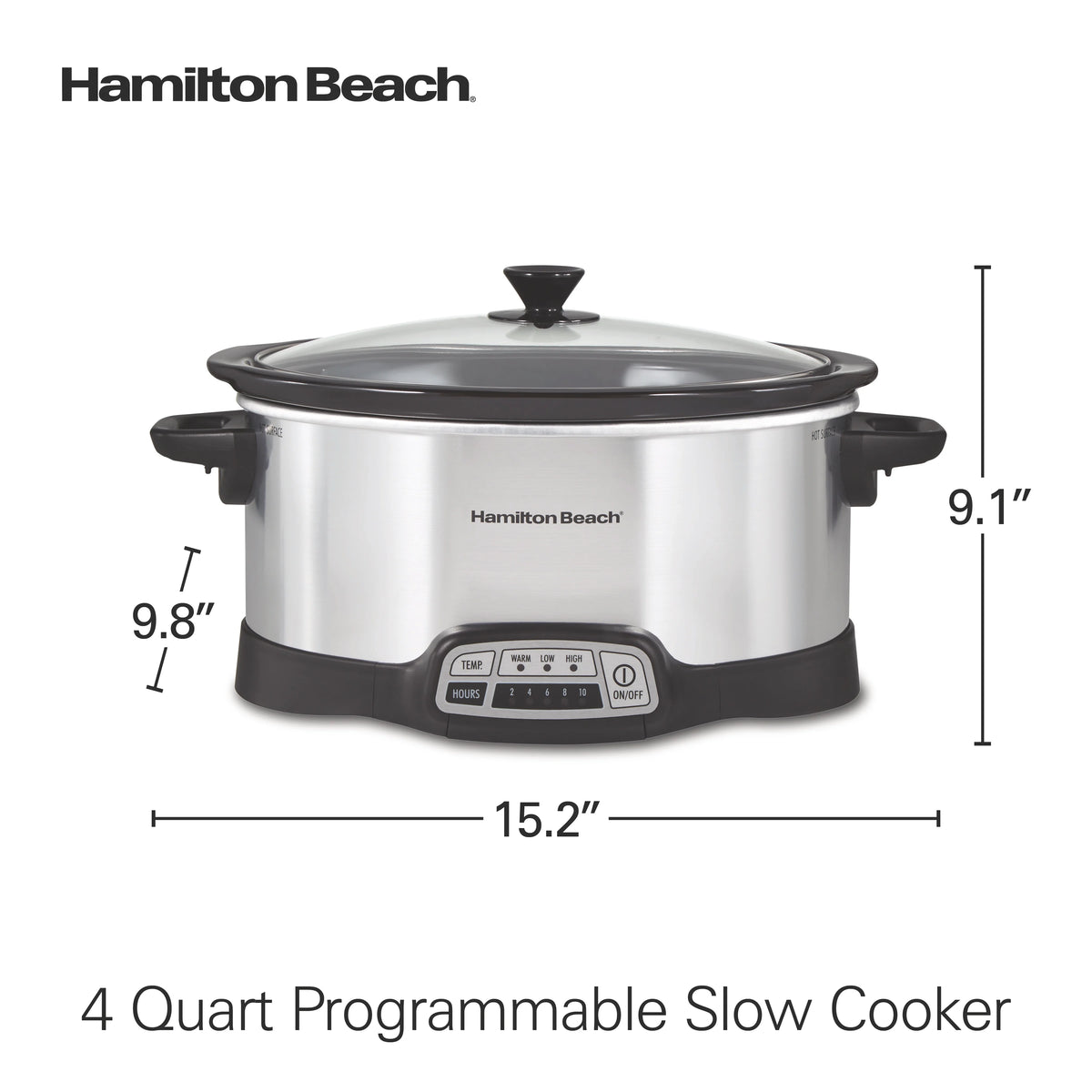 Hamilton Beach 4 Qt Programmable Slow Cooker, Stoneware Crock with Removable Pot, Stainless Steel