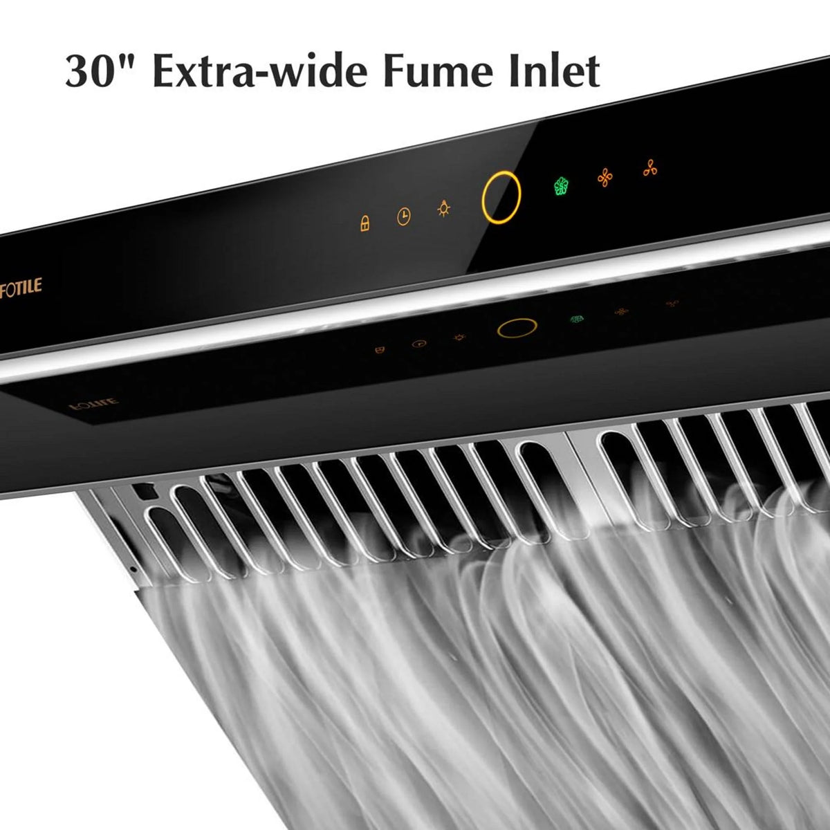 FOTILE Slant Vent Series 30" 1000 CFM Under Cabinet or Wall Mount Range Hood with 2 LED lights, Motion and Touch Activation in Onyx Black Tempered Glass