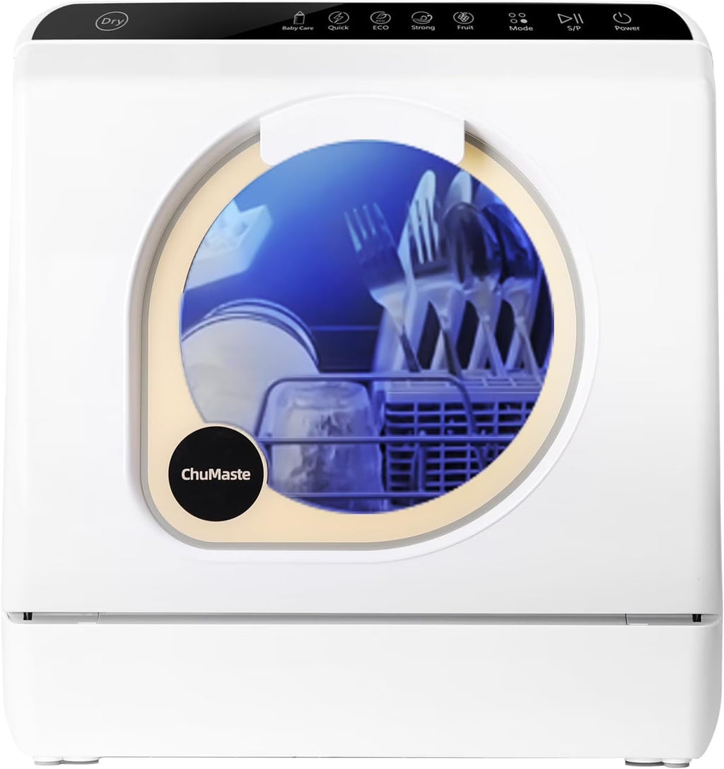 ChuMaste countertop dishwasher, countertop dishwasher with water tank, dishwasher with 5 wash programs, portable dishwasher can wash baby bottles, mini dishwasher with drying and double spray arms.��