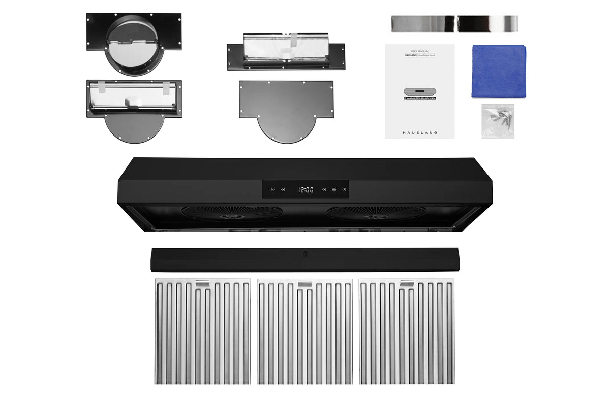 Hauslane | Chef Series 36" PS18 Under Cabinet Range Hood, Stainless Steel | Pro Performance | Contemporary Design, Touch Screen, Dishwasher Safe Baffle Filters, LED Lamps, 3-Way Venting