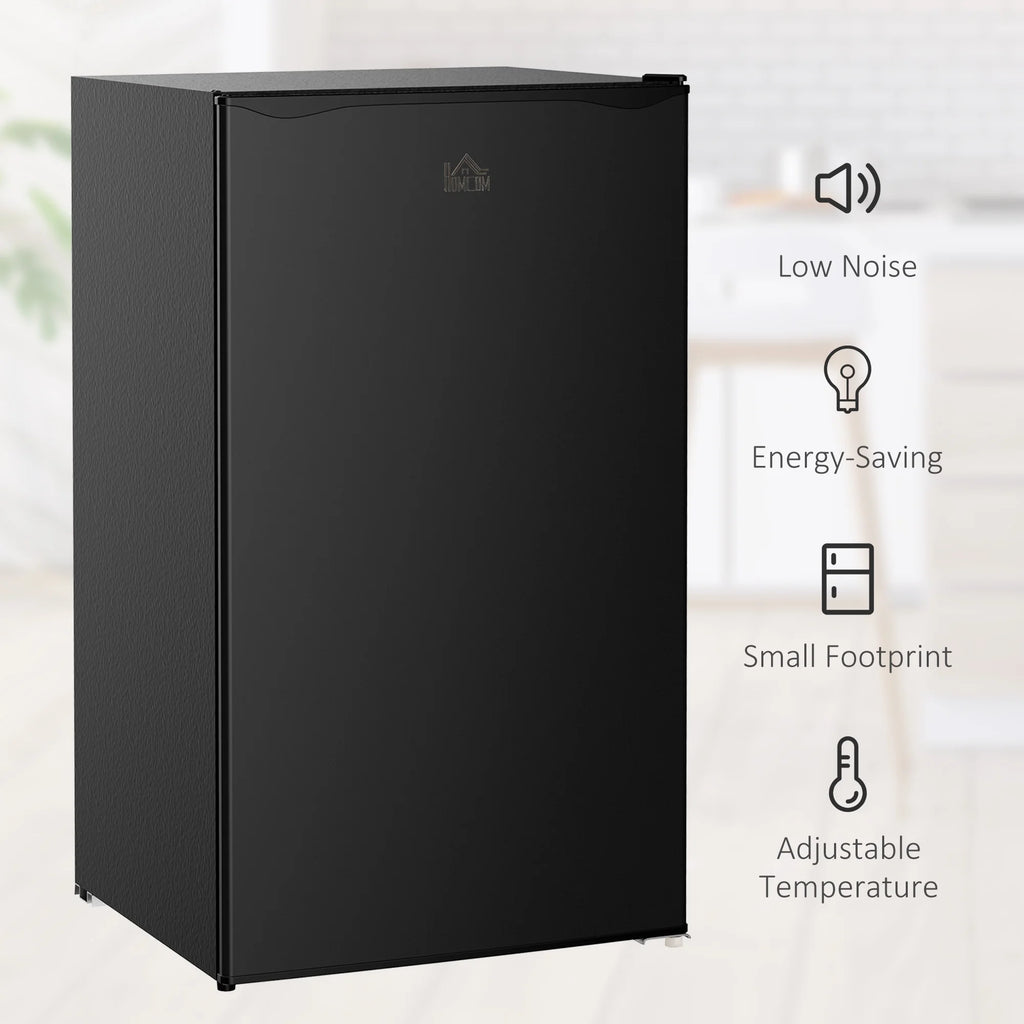 Homiyad 3.2 Cu.Ft Mini Fridge with Freezer, Single Door Compact Refrigerator with Adjustable Thermostat, Shelf and Reversible Door for Bedroom, Dorm, Home Office, Energy Efficient, Black