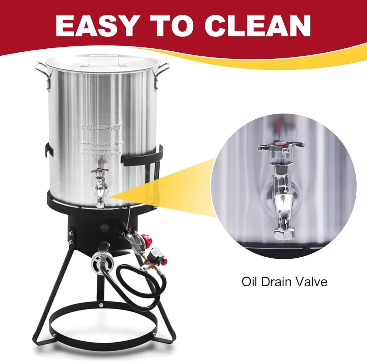 Red Mountain Valley Outdoor Propane Turkey Deep Fryer Set 30&10 Quart Fish Fryer with Basket, 50,000 BTU Burner, Large Seafood Boiler Kit, Outdoor Cooking for Frying, Boiling