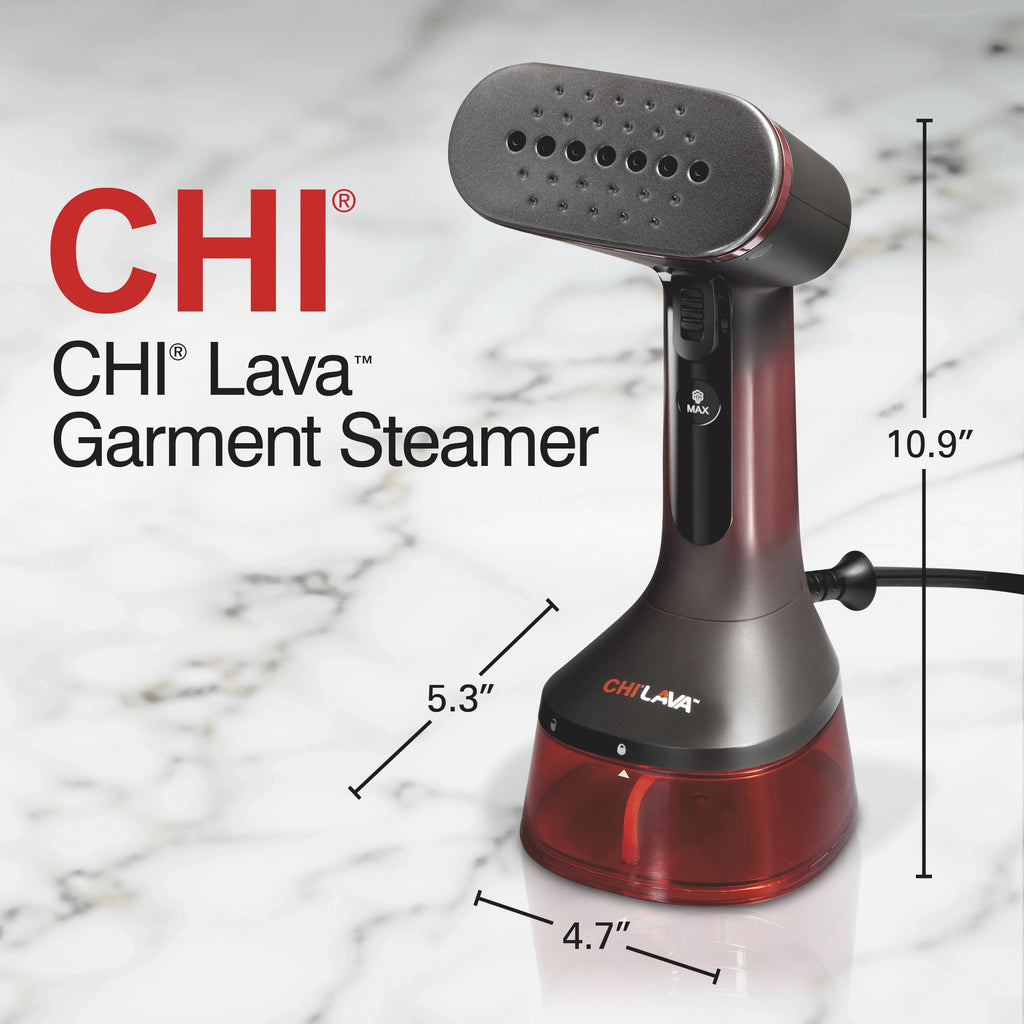 CHI LAVA Ceramic Plate Garment Steamer for Clothes with Fabric Brush, 2 Steam Modes, 1600 Watts, Red