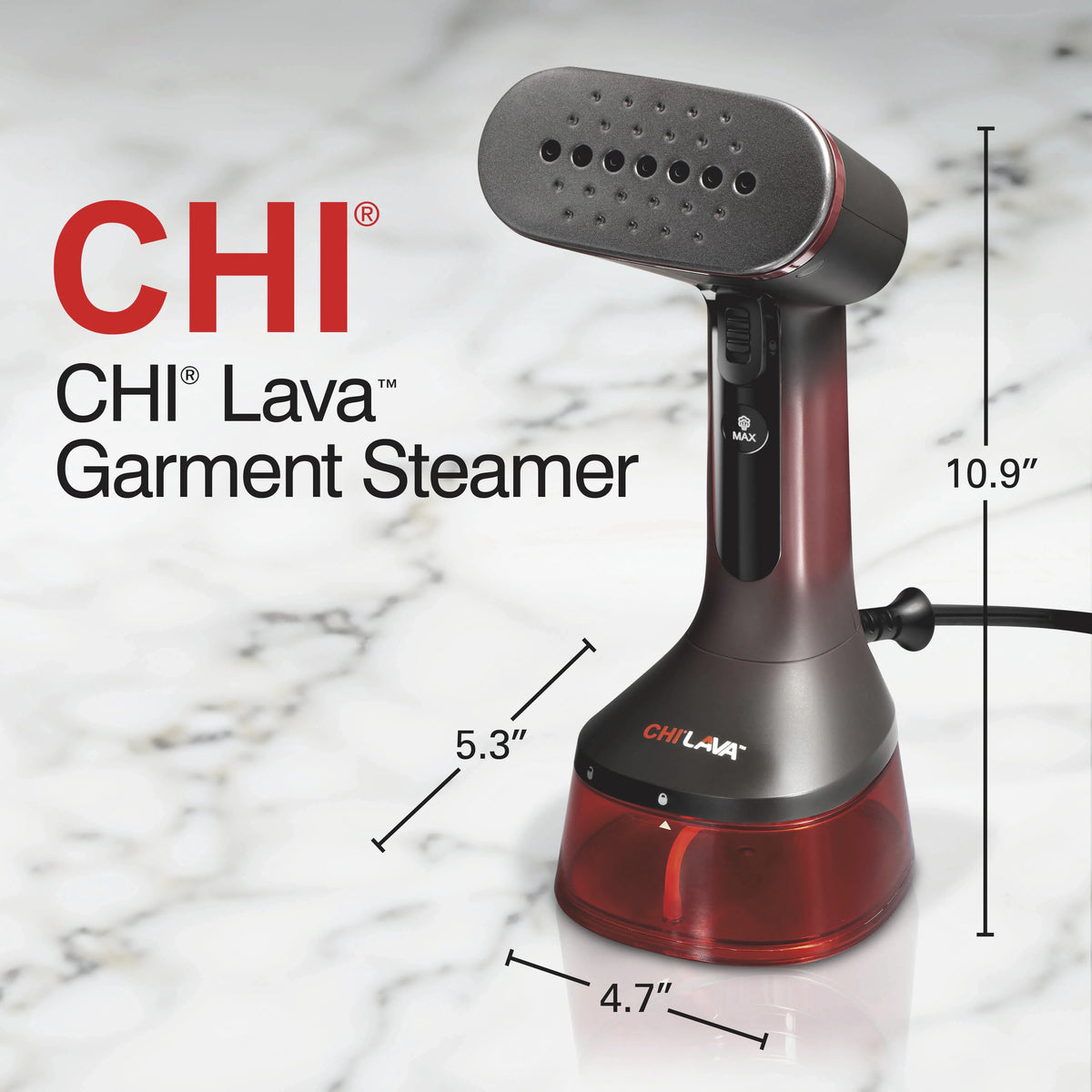 CHI LAVA Ceramic Plate Garment Steamer for Clothes with Fabric Brush, 2 Steam Modes, 1600 Watts, Red
