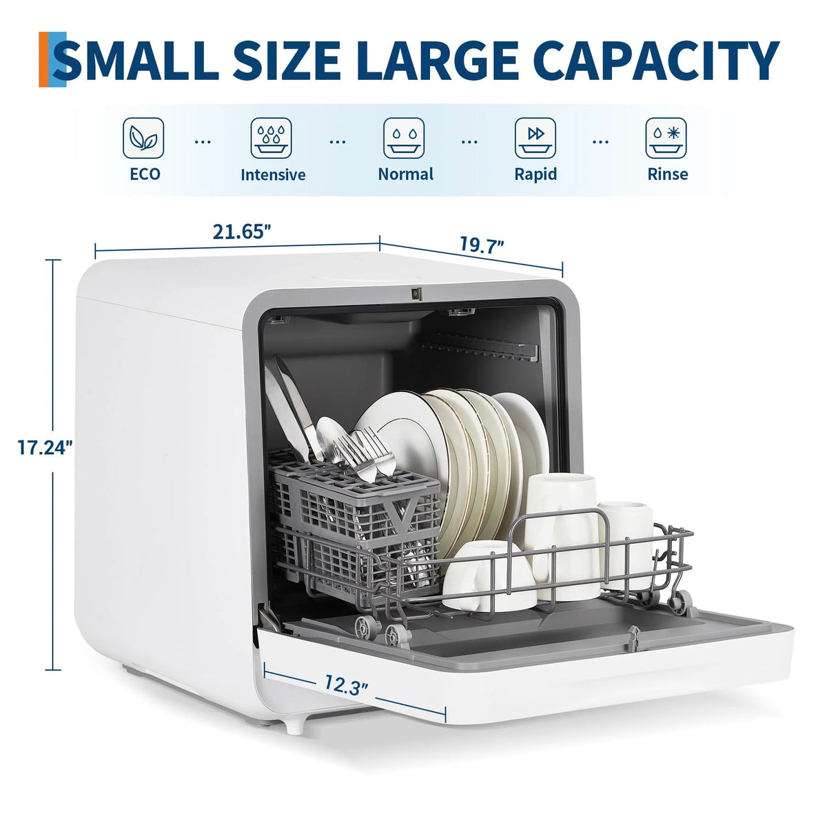 Portable Countertop Dishwashers,Compact Dishwashers with 2-Way Water Supply,Baby Care,Powerful Hot Air Dry Technology,High Capacity Design Dish Washer for Dorm,RV& Apartment