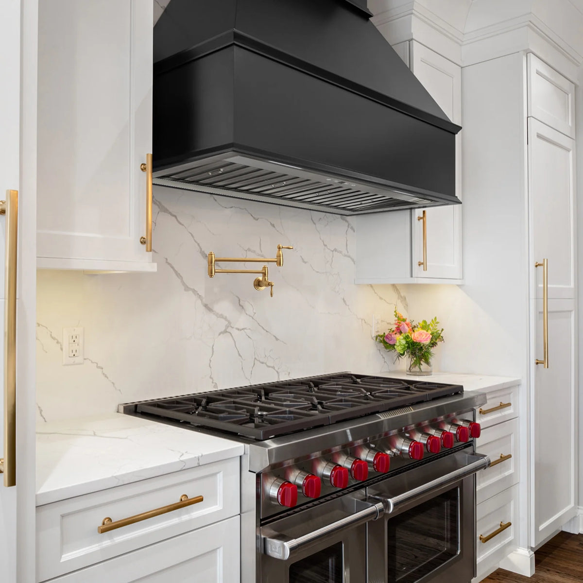 Akicon 48 Inch Range Hood Insert, Stainless Steel 8" Ducted Insert/Built-in Kitchen Vent Hood with 1200 CFM Suction, Dimmable LED Lights and Dishwasher Safe Filters, 4 Speed-Cool White