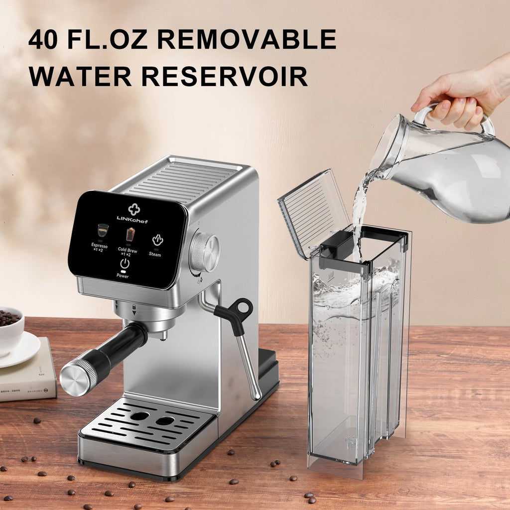 LINKChef Espresso Machine 20 Bar, Professional Espresso Maker with Milk Frother Steam Wand