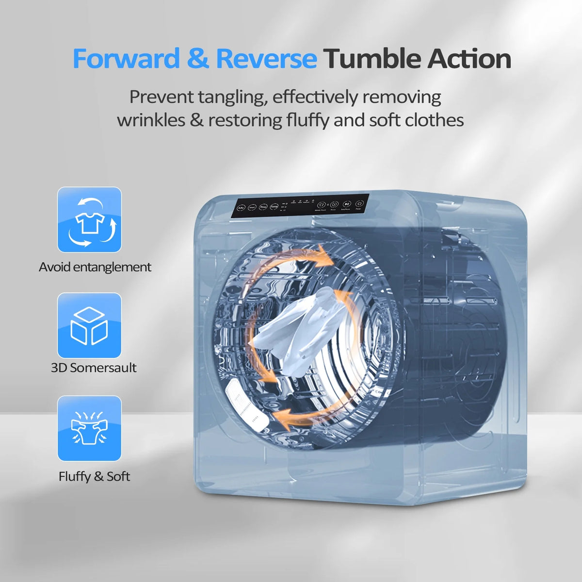 VINGLI Portable Clothes Dryer 3.5 Cu.Ft 1300W White Electric Tumble Dryer
