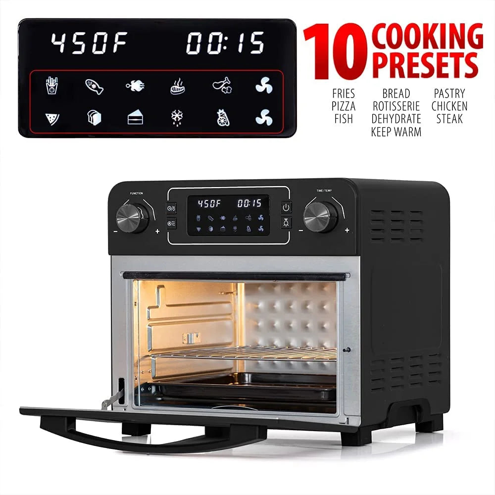 Restored Deco Chef TQAIRGUN 24QT Stainless Steel Countertop Toaster Air Fryer Oven with Accessories Black (Refurbished)