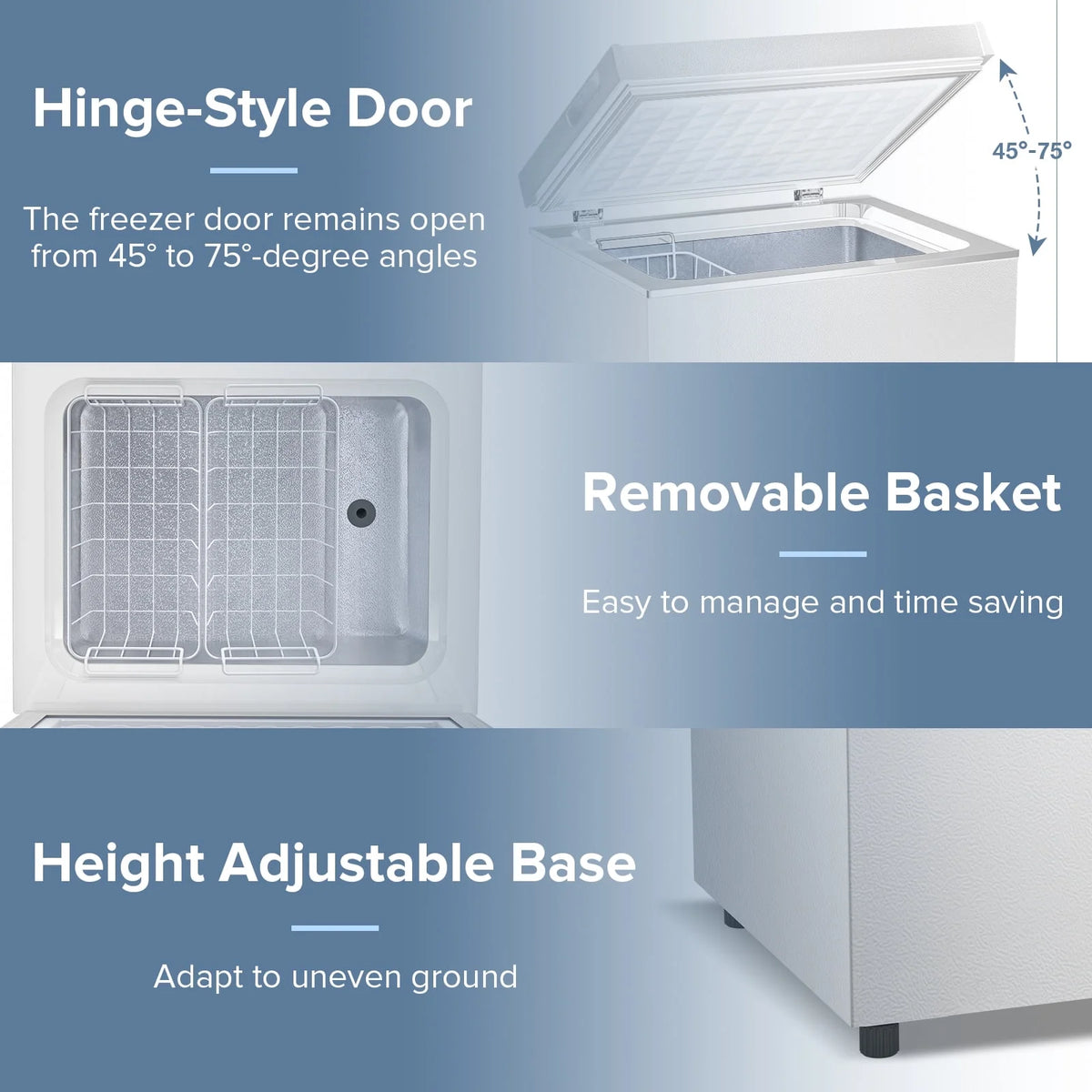 AUSEO Compact Freezer 3.5 cu ft Environmental Chest Freezer, Mini Freezer with 7 Gear Adjustable Temperature, Removable Storage Basket, Energy Saving, White